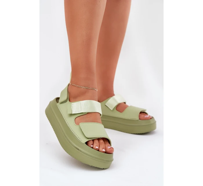 Sandały Damskie Na Platformie Z Rzepami Zielone Nitepira Sandały Damskie Na Platformie Z Rzepami Zielone Nitepira