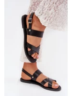 Ploché Dámské Sandály Z Eko Kůže Černé model 21703854 - Boto