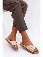 Dámské nazouváky se zlatým přezkou světle béžové model 22125579 - Boto