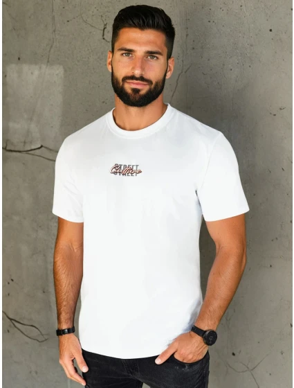 Pánské bílé tričko s potiskem Dstreet model 21973823 - FashionStreet