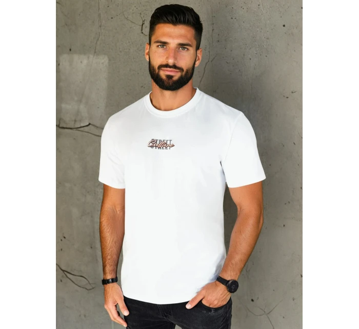 Pánské bílé tričko s potiskem Dstreet model 21973823 - FashionStreet