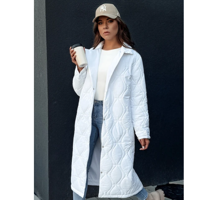 Dámský prošívaný dlouhý kabát bílý Dstreet model 21978774 - FashionStreet