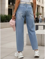 Dámske džínsy balónového strihu s odretou modrou FashionStreet UY2984