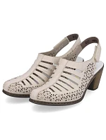 Kožené sandály na podpatku W model 22050556 beige - Rieker Kožené sandály na podpatku W model 22050556 beige - Rieker