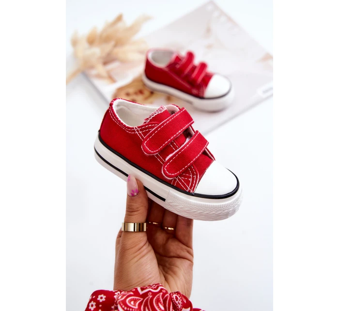 Dziecięce Trampki Na Rzepy Czerwone Bernie Dziecięce Trampki Na Rzepy Czerwone Bernie