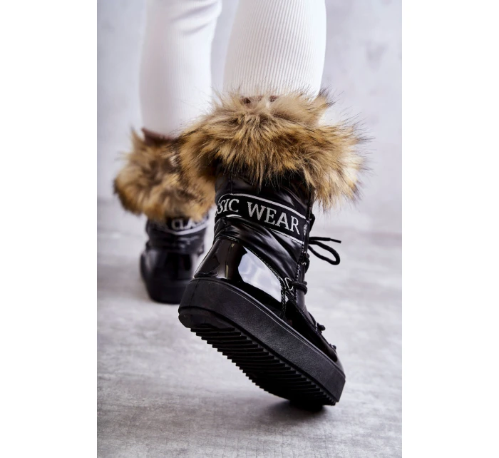 Dámské šněrovací boty do sněhu Černá model 21596340 - Boto Dámské šněrovací boty do sněhu Černá model 21596340 - Boto