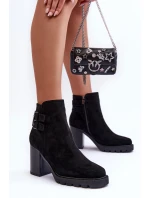 Kožené Boty Na Podpatku Černé model 21632219 - Boto
