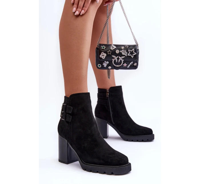 Kožené Boty Na Podpatku Černé model 21632219 - Boto