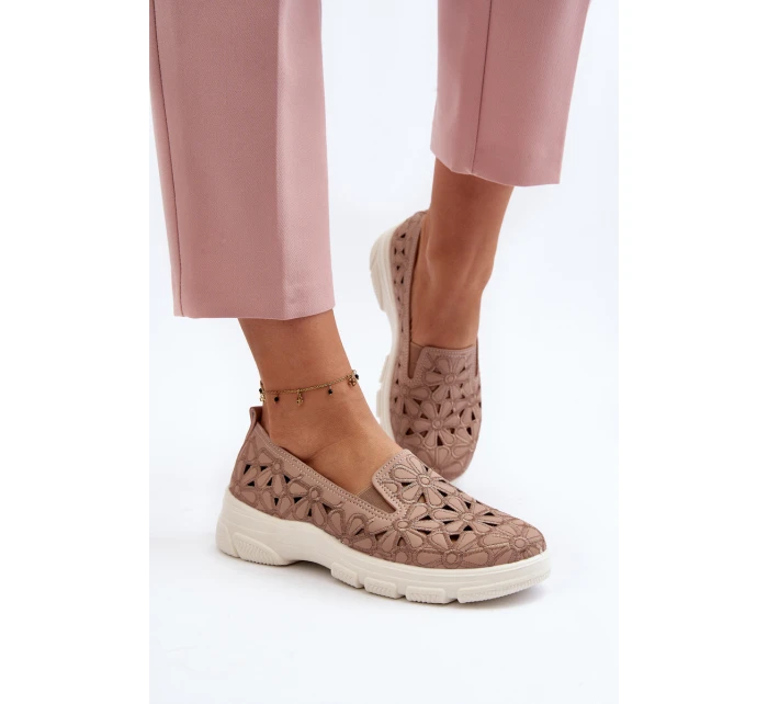 Ażurowe Półbuty Damskie Różowe Emilei Ażurowe Półbuty Damskie Różowe Emilei