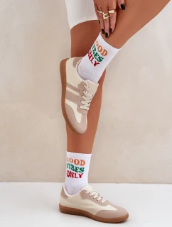 Niskie Sneakersy Damskie Z Eko Skóry Beżowe Nonalorin