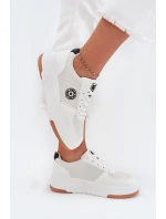 Sneakersy Damskie Na Platformie Big Star RR274572 HI-POLY SYSTEM Białe Sneakersy Damskie Na Platformie Big Star RR274572 HI-POLY SYSTEM Białe