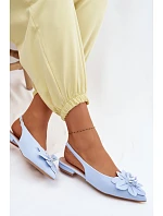 Dámské sandály na ploché podrážce s květem modré model 22102837 - Boto