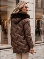 Dámska zimná prešívaná bunda LOVEINSIDE s kožušinou, hnedá, FashionStreet TY5052