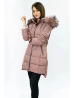 PIKOWANA DAMSKA KURTKA ZIMOWA Z KAPTUREM RÓŻ model 21242060 - Libland