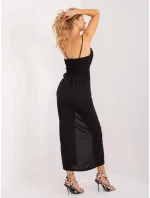 Čierne dámske koktailové šaty s rozparkom (18992) Čierne dámske koktailové šaty s rozparkom (18992)