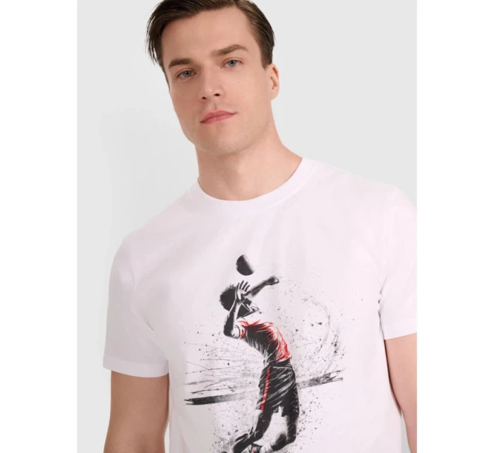 Pánske volejbalové tričko s potlačou 4F 4FRAW25TTSHM3318-10S Pánske volejbalové tričko s potlačou 4F 4FRAW25TTSHM3318-10S