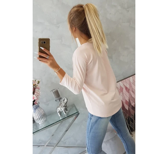 Blúzka s 3D grafikou Watch powder pink