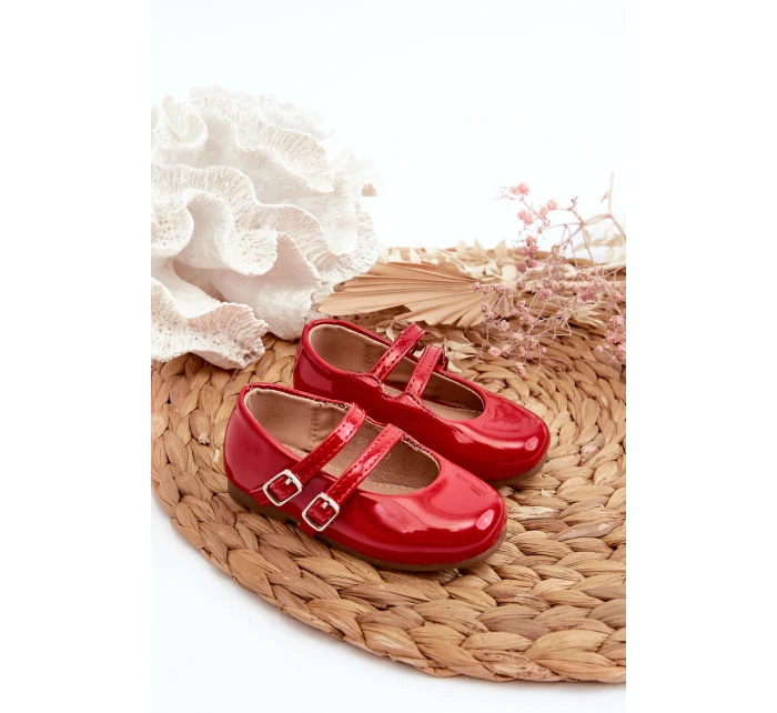 Lakierowane Balerinki Dziecięce Z Paseczkami Czerwone Margenis Lakierowane Balerinki Dziecięce Z Paseczkami Czerwone Margenis