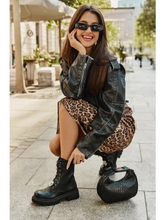 Botki Workery Damskie Eko Skórzane Z Przypinkami Czarne Kristines