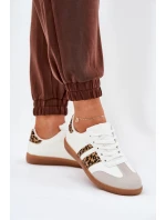 Niskie Sneakersy Damskie Z Eko Skóry Panterka Białe Nonalorin