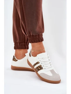 Niskie Sneakersy Damskie Z Eko Skóry Panterka Białe Nonalorin