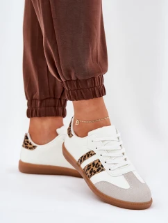 Niskie Sneakersy Damskie Z Eko Skóry Panterka Białe Nonalorin