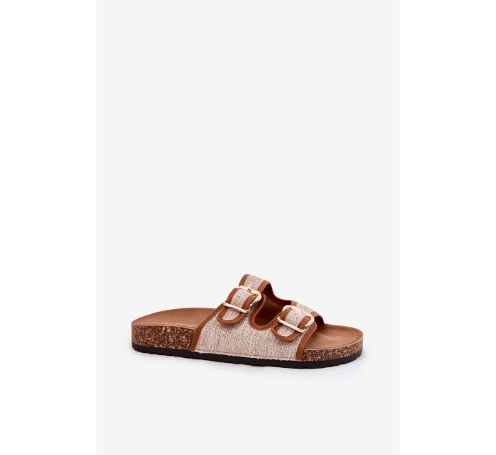 dámské pantofle na korkové platformě s přezkami Camel model 21688452 - Boto dámské pantofle na korkové platformě s přezkami Camel model 21688452 - Boto