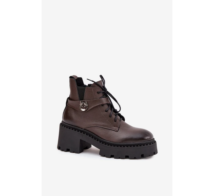 Dámske členkové topánky so zdobeným pásikom Zazoo - čokoládové Dámske členkové topánky so zdobeným pásikom Zazoo - čokoládové