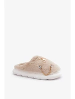 Dámské pantofle model 21921123 Ecru s ozdobou Step in style - Inello Dámské pantofle model 21921123 Ecru s ozdobou Step in style - Inello