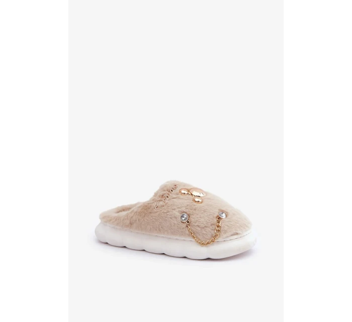 Dámské pantofle model 21921123 Ecru s ozdobou Step in style - Inello Dámské pantofle model 21921123 Ecru s ozdobou Step in style - Inello