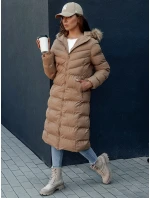 Dámsky zimný kabát LUXWARM tmavo béžový FashionStreet TY4375 Dámsky zimný kabát LUXWARM tmavo béžový FashionStreet TY4375