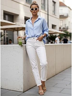 Dámske džínsy s vysokým pásom mom fit white FashionStreet uy2959