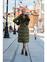 Dlhá zimná bunda s kožušinovým golierom khaki (j9-071) Dlhá zimná bunda s kožušinovým golierom khaki (j9-071)