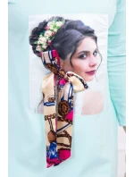 Šaty s grafikou a farebnou 3D mašľou mincovníka