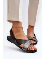 Zazoo 40141 Skórzane Sandały Na Rzep Czarne