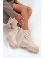 Boty Na Masivní Platformě Eko Kůže Béžové model 21706981 - Boto