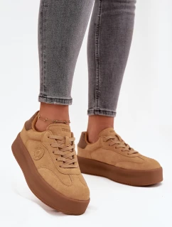 Sneakersy Damskie Na Platformie Big Star SS274762 Camel