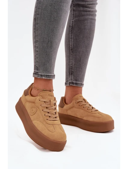 Sneakersy Damskie Na Platformie Big Star SS274762 Camel