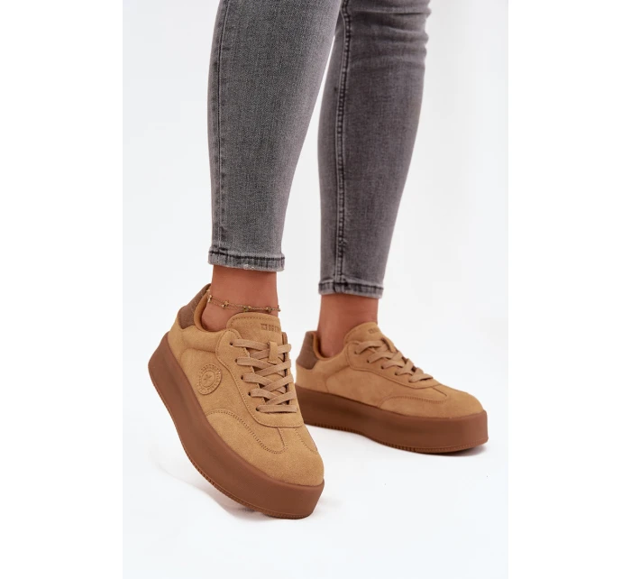 Sneakersy Damskie Na Platformie Big Star SS274762 Camel