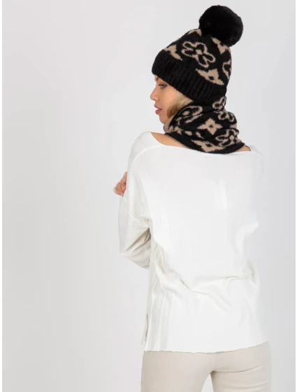 Tunelový šál AT KM CM 331 čierna a béžová Tunelový šál AT KM CM 331 čierna a béžová