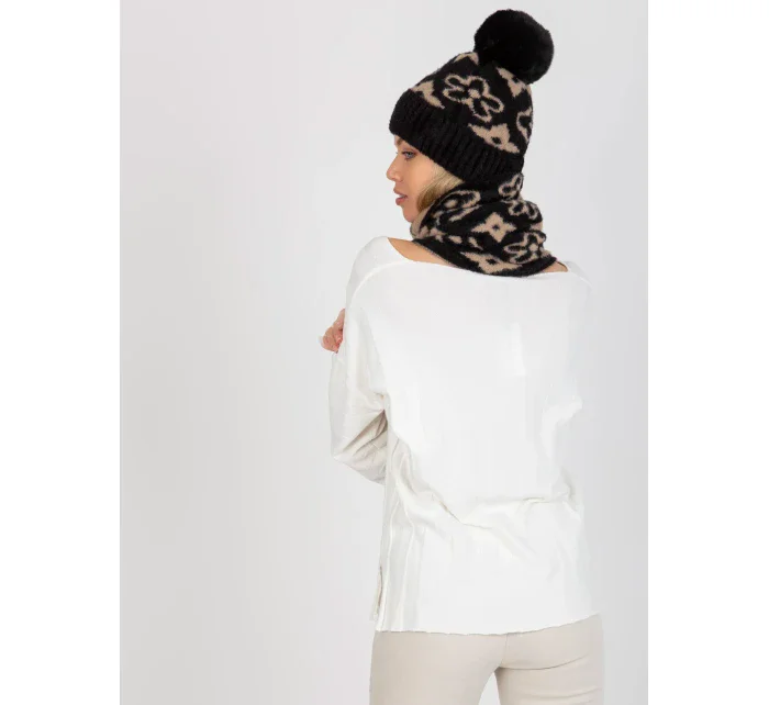 Tunelový šál AT KM CM 331 čierna a béžová Tunelový šál AT KM CM 331 čierna a béžová