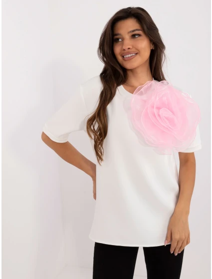 Bluzka LK BZ model 20742497 biało różowy - FPrice Bluzka LK BZ model 20742497 biało różowy - FPrice