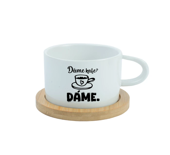 DÁME KAFE? DÁME. - bílý hrníček makronka 200 ml
