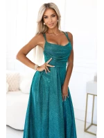 Dlhé šaty 589-3 zelené s trblietkami - Numoco Dlhé šaty 589-3 zelené s trblietkami - Numoco