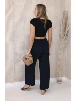 Nohavice so širokým pásom námornícka modrá