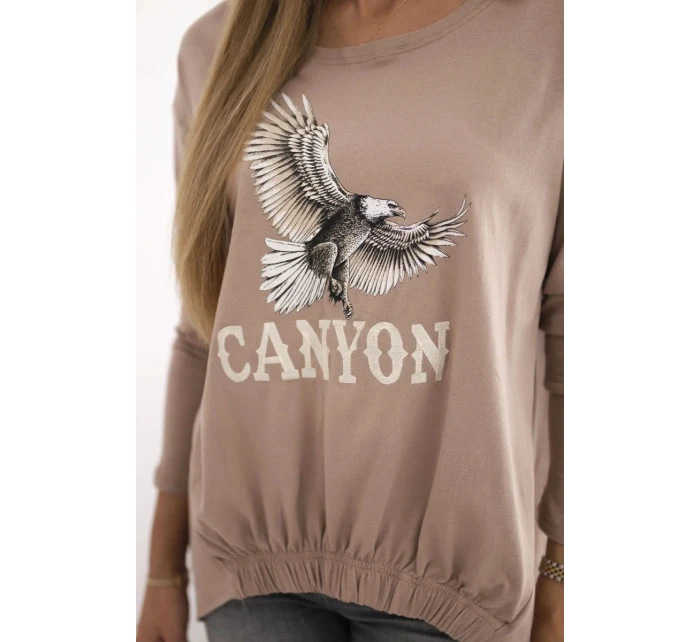 Dámská halenka s model 21138054 a nápisem Canyon velbloud - K-Fashion