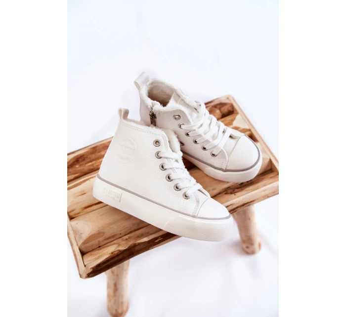 Dziecięce Wysokie Trampki Na Suwak Big Star KK374227 Białe Dziecięce Wysokie Trampki Na Suwak Big Star KK374227 Białe