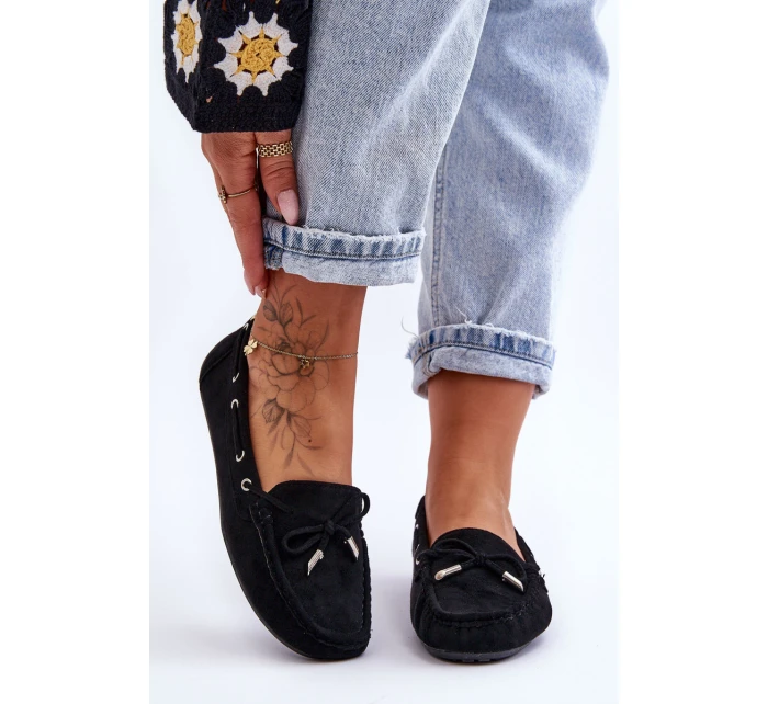 Damskie Zamszowe Mokasyny Czarne Si Passione