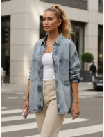 Dámska džínsová oversize košeľová bunda modrá FashionStreet TY5602