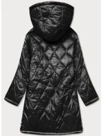 Černá prošívaná dámská oversize bunda s kapucí model 20471205 - Ann Gissy Černá prošívaná dámská oversize bunda s kapucí model 20471205 - Ann Gissy